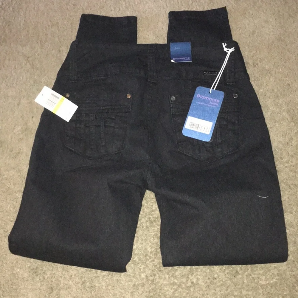 NWT Diamanté Jeans Jet Black Skinny Jeans - Picture 5 of 7